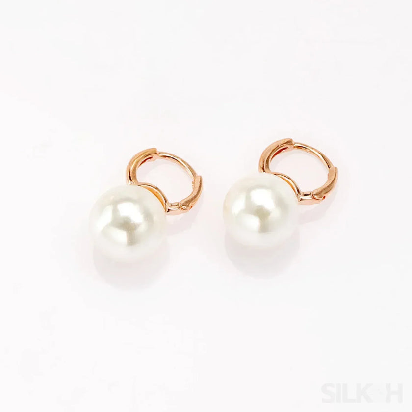 18K Gold Plated Sterling Silver Pearl Hoop Earrings Dot