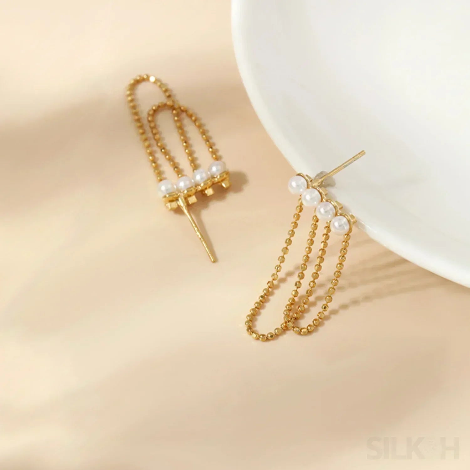 18K Gold Plated Sterling Silver Pearl Tassel Earrings Kay