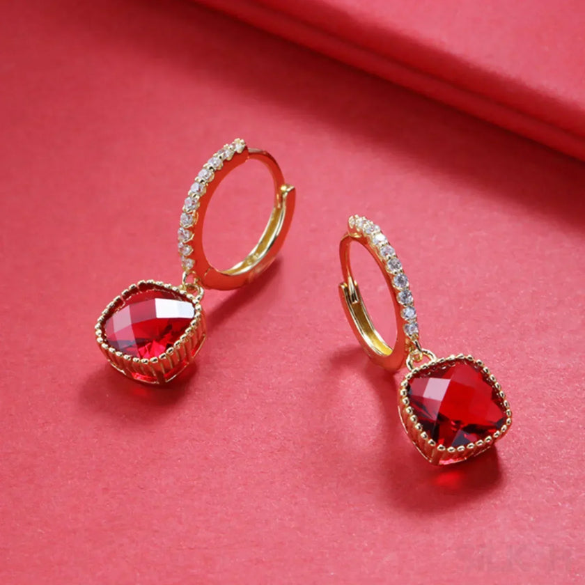 18K Gold Plated Sterling Silver Ruby Earrings Kim