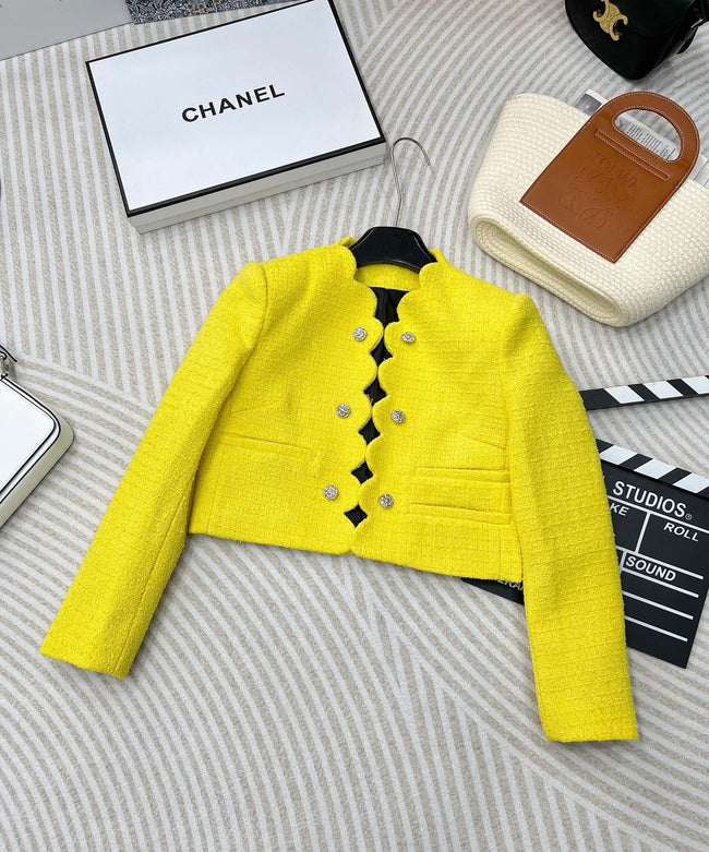 Radiance Scallop-Edge Tweed Blazer