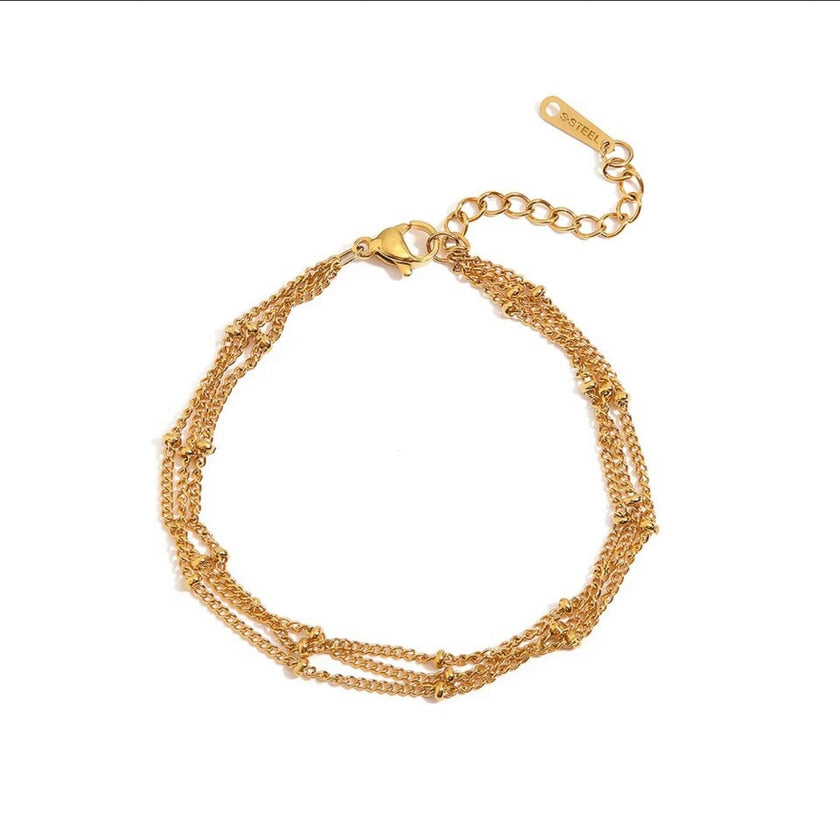Triple layer beaded dainty bracelet