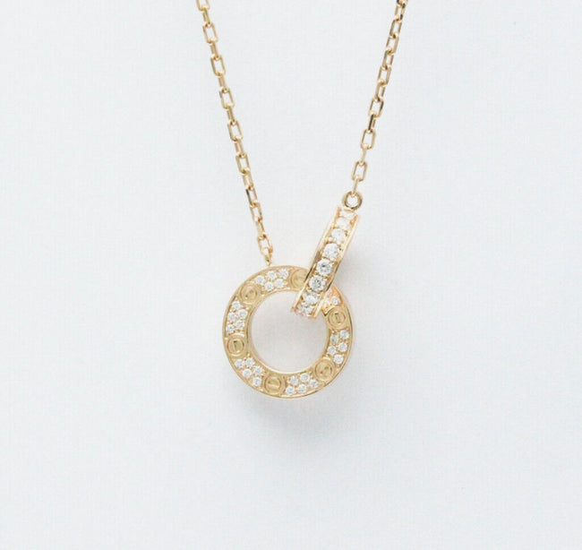 Diamond interlocked stamp necklace