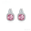 Cushion Cut Sterling Silver Pink Morganite Bridal Jewelry Set Amy