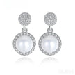Micropaved Cubic Zirconia Sterling Silver Pearl Bridal Jewelry Set Ana