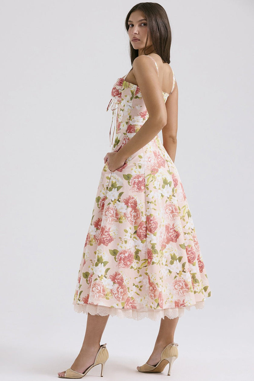 Rosalia Midi Sundress - Pink Peony