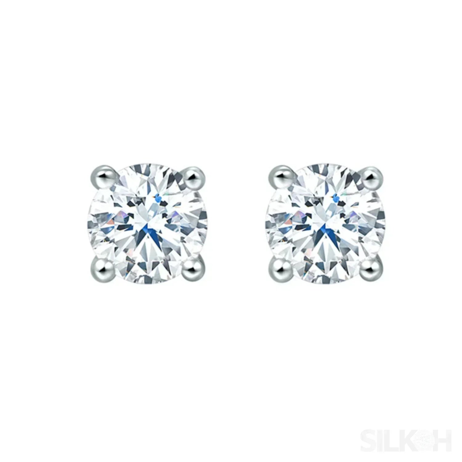 Round Four Prong Sterling Silver Zircon Inlaid Earrings Ora